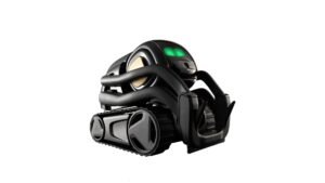Vector Robot 2.0 AI companion with green LED display and treaded wheels on white background